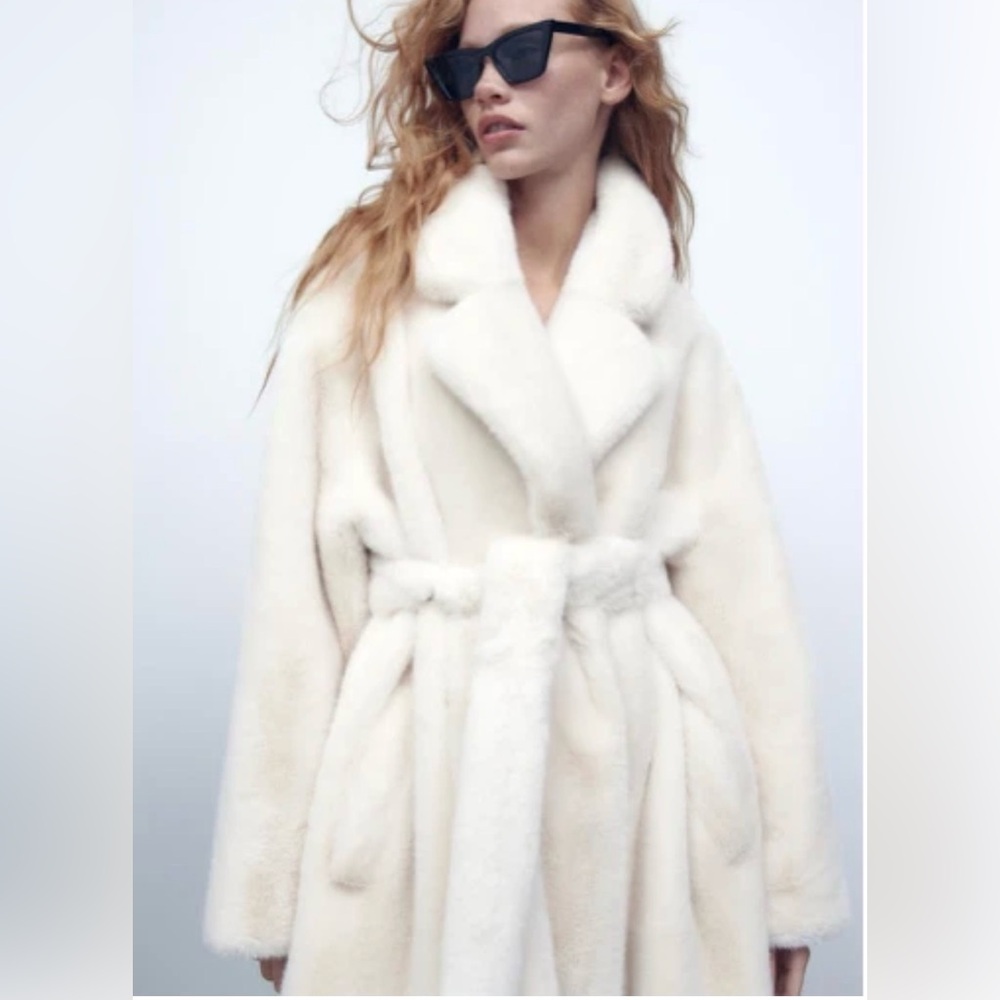 Zara Cream Belted Coat